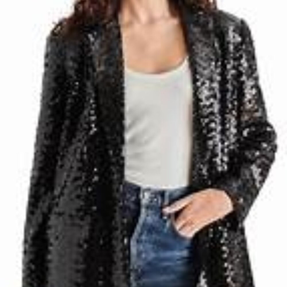 NWT Steve Madden Full black sequin blazer, size Small